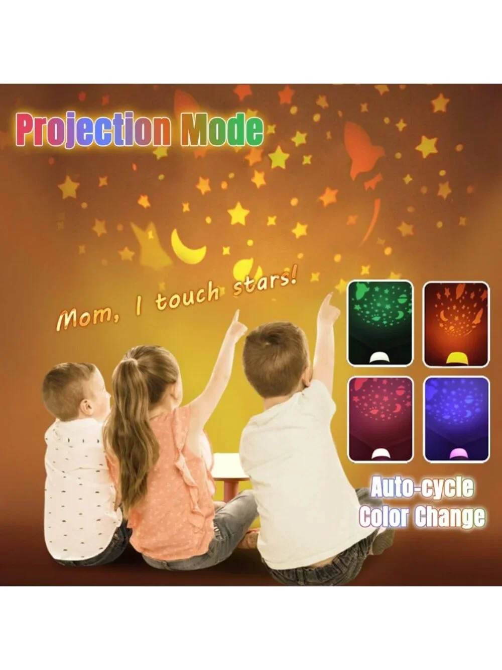 LED Star Projector Night Light for Toddlers - Color Changing, Rechargeable